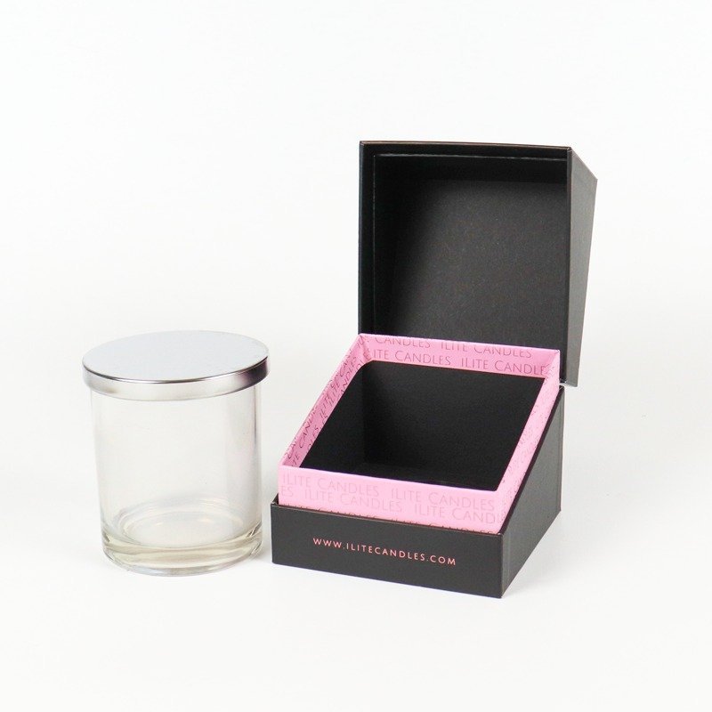 Custom Rigid Aromatherapy Candle Box, Luxury Black Magnetic Candle Gift Box with Custom Foam Insert for Candle Jars