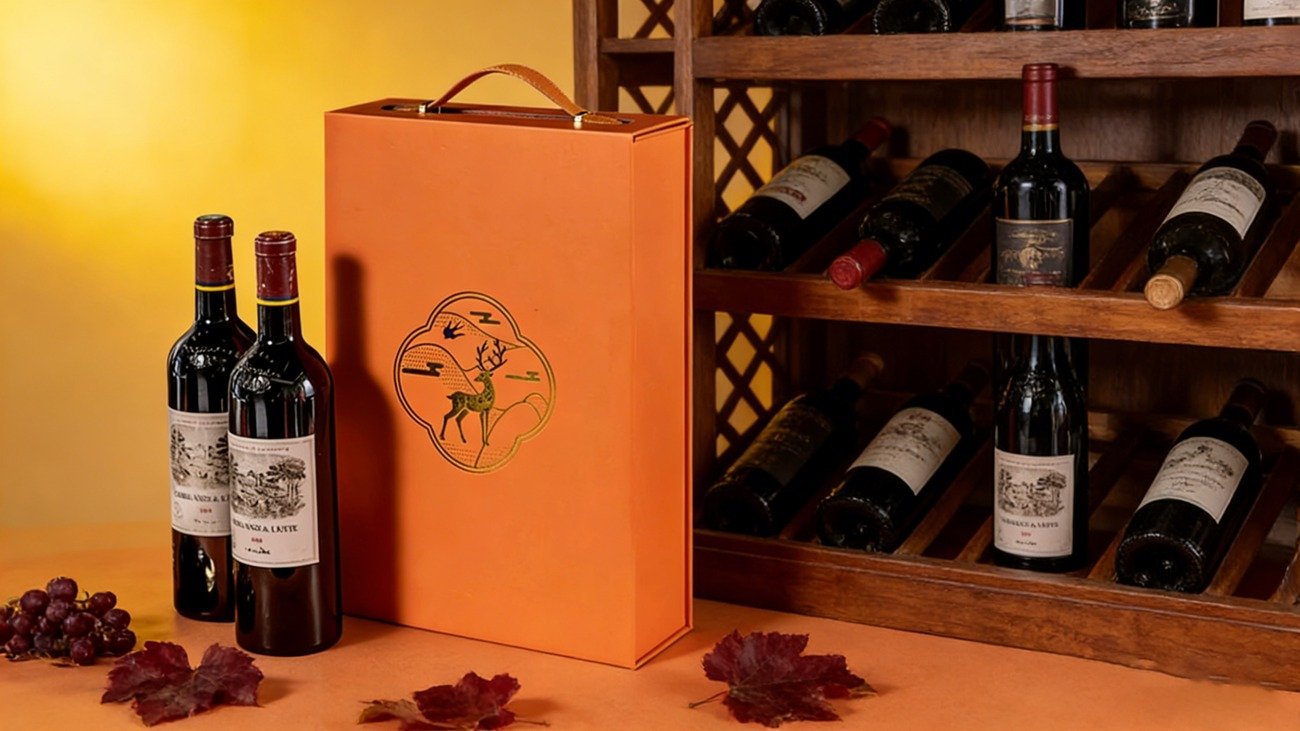 Crown Win Handheld Double Bottle Red Wine Gift Box Customized High end Red Wine Packaging, Preferred for Festival Business Gifts