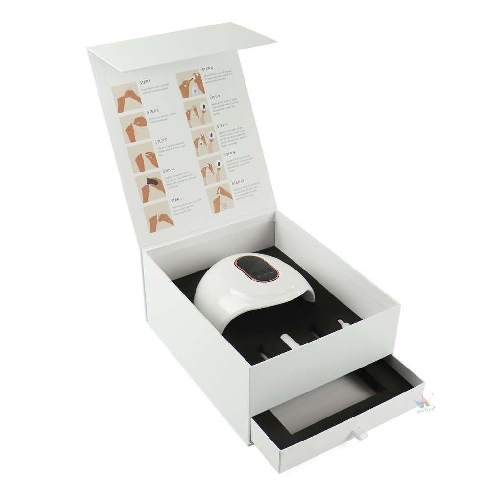 Custom Magnetic Closure Nail Dryer Packaging Box for UV LED Nail Lamp | Crown Win Manufacturer