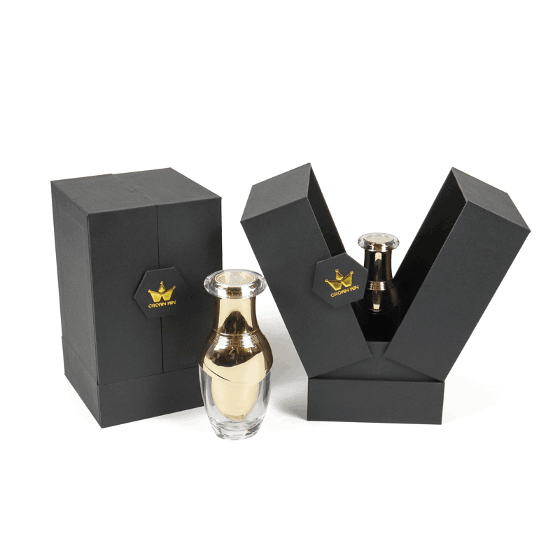 Bespoke Double-Door Perfume Packaging Box with Gold Foil Logo | Crown Win Manufacturer
