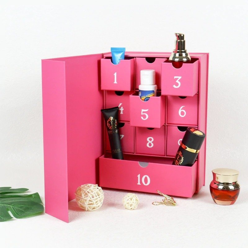 OEM Custom Pink Surprise Calendar Packaging Gift Box for Cosmetics | Crown Win Manufacturer