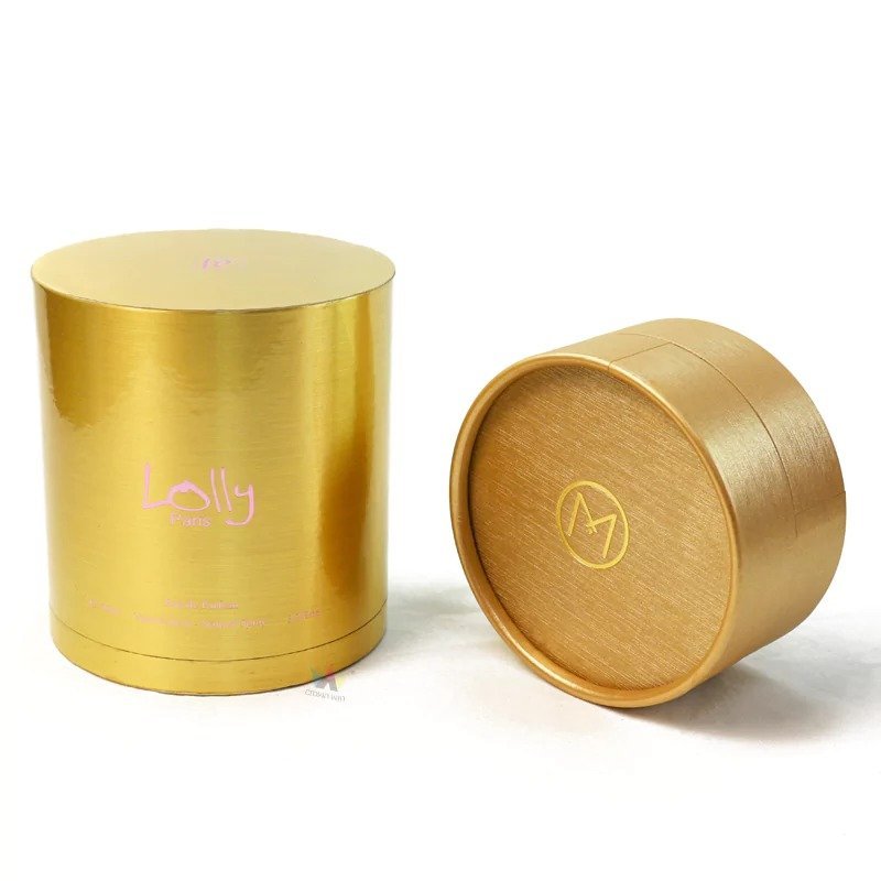 Custom Premium Packaging Gold Paper Cylinder Box with Hot Stamping | Crown Win Manufacturer