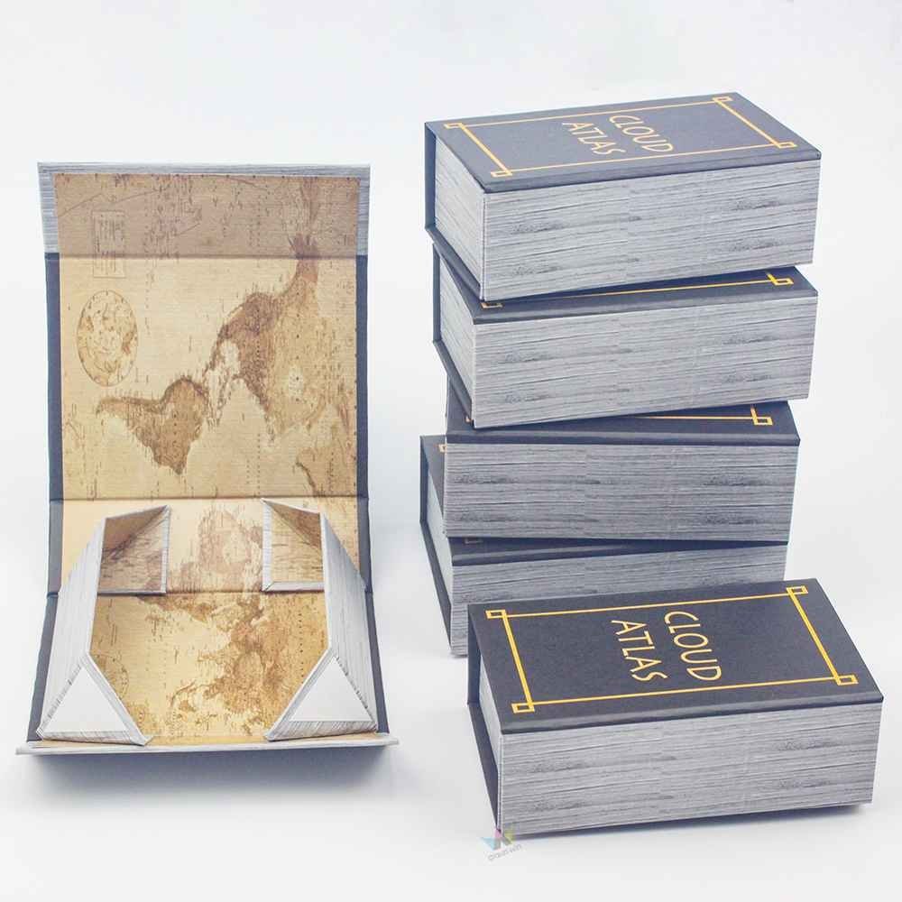 Retro Book Shaped Folding Packaging Box Customizable for Gifts and Premium Products