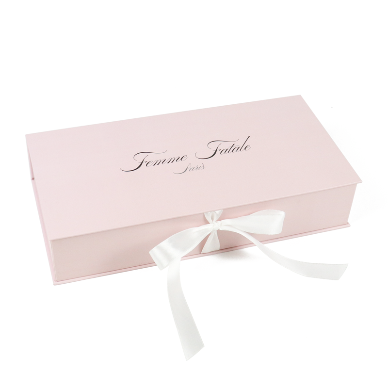 Pink luxury hard gift box with satin lining - produced by Crown Win gift box manufacturer
