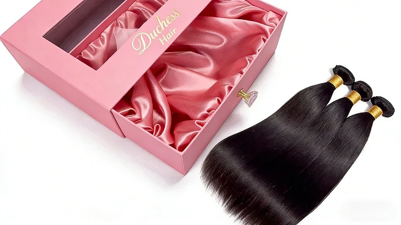 Crown Win custom hot stamping logo transparent window wig drawer packaging box