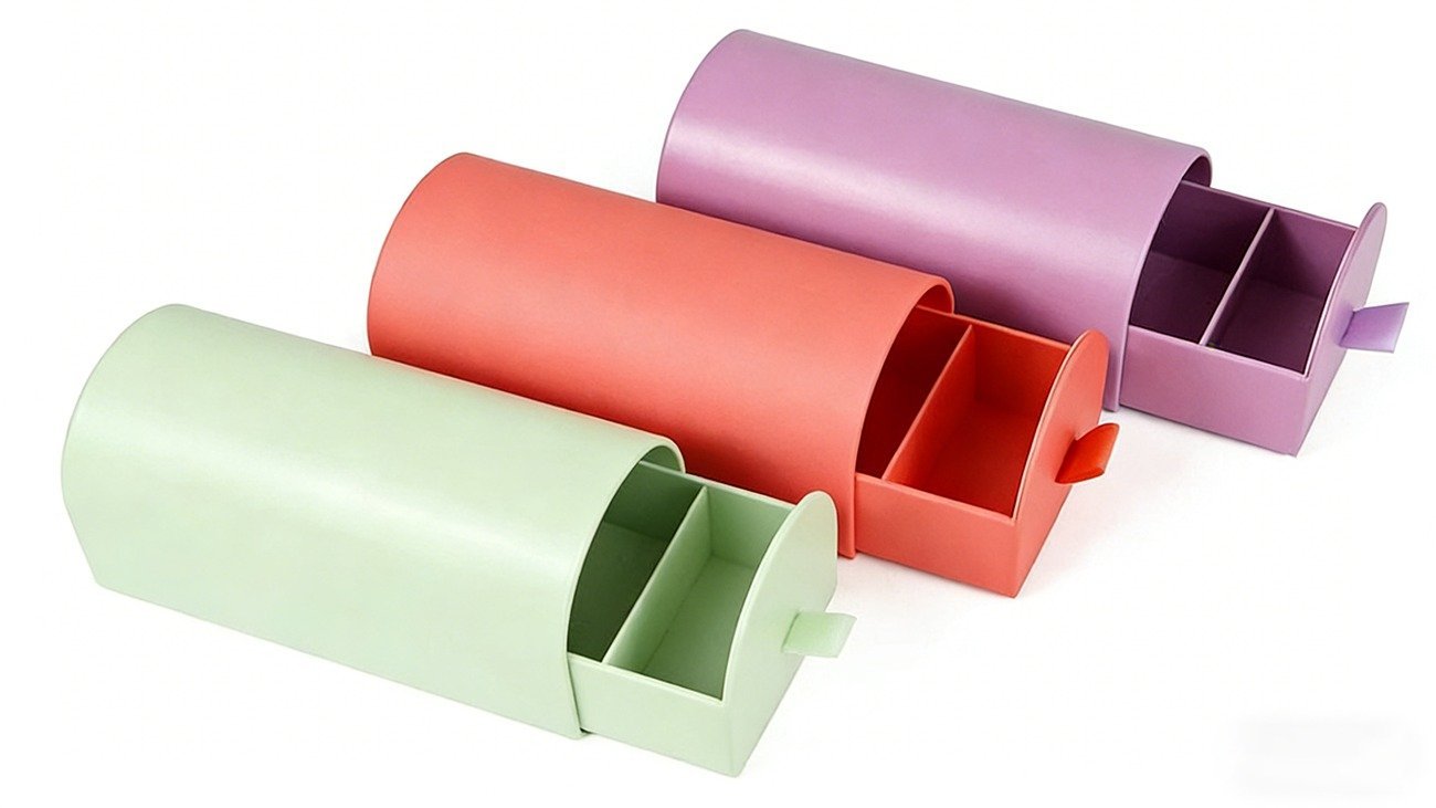 Enhance your candy brand image with custom arched design food drawer packaging boxes