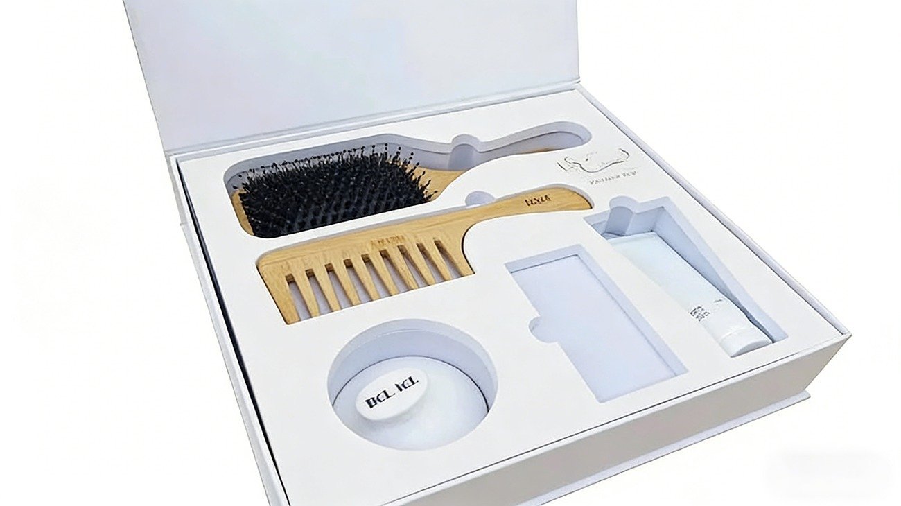 Luxury cardboard shampoo and conditioner set box with hot stamping technology