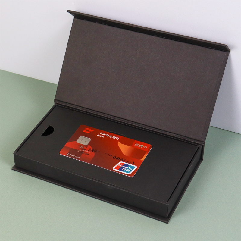 High quality matte black cardboard box for credit card and gift card packaging