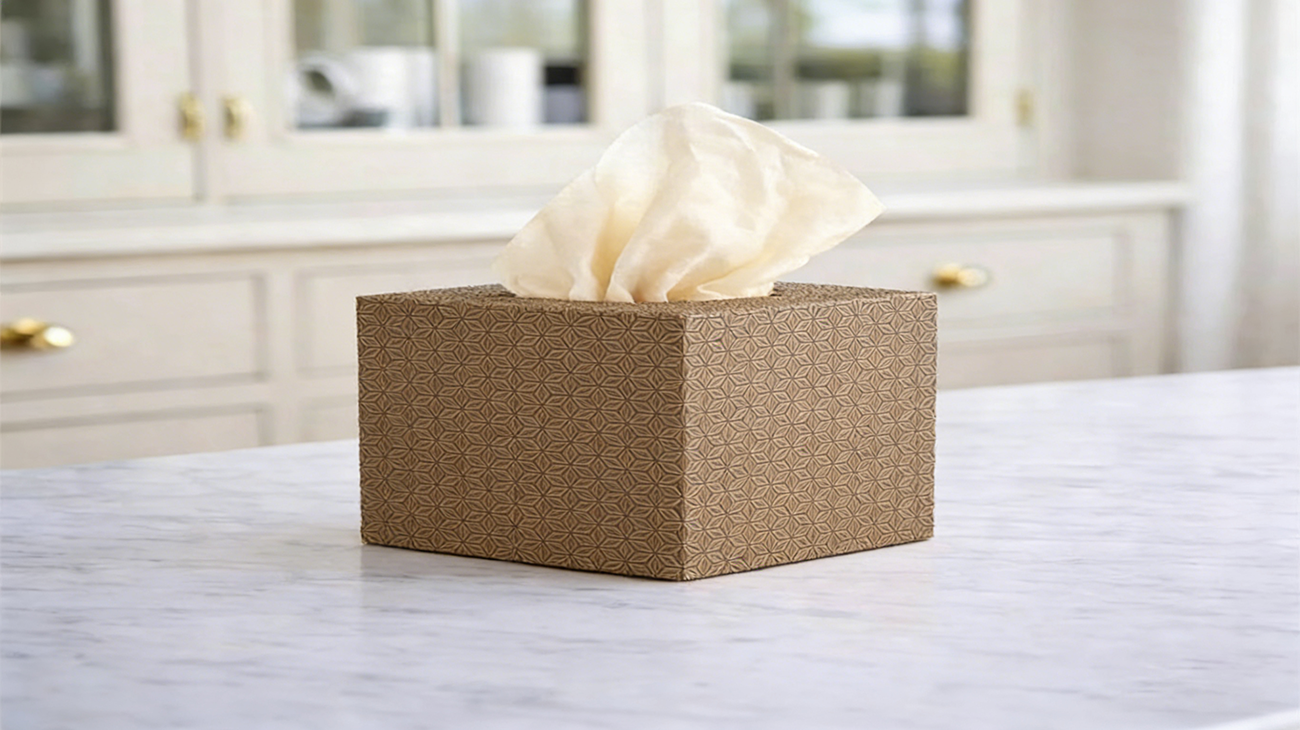 Environmentally friendly kraft paper facial tissue paper folding packaging box