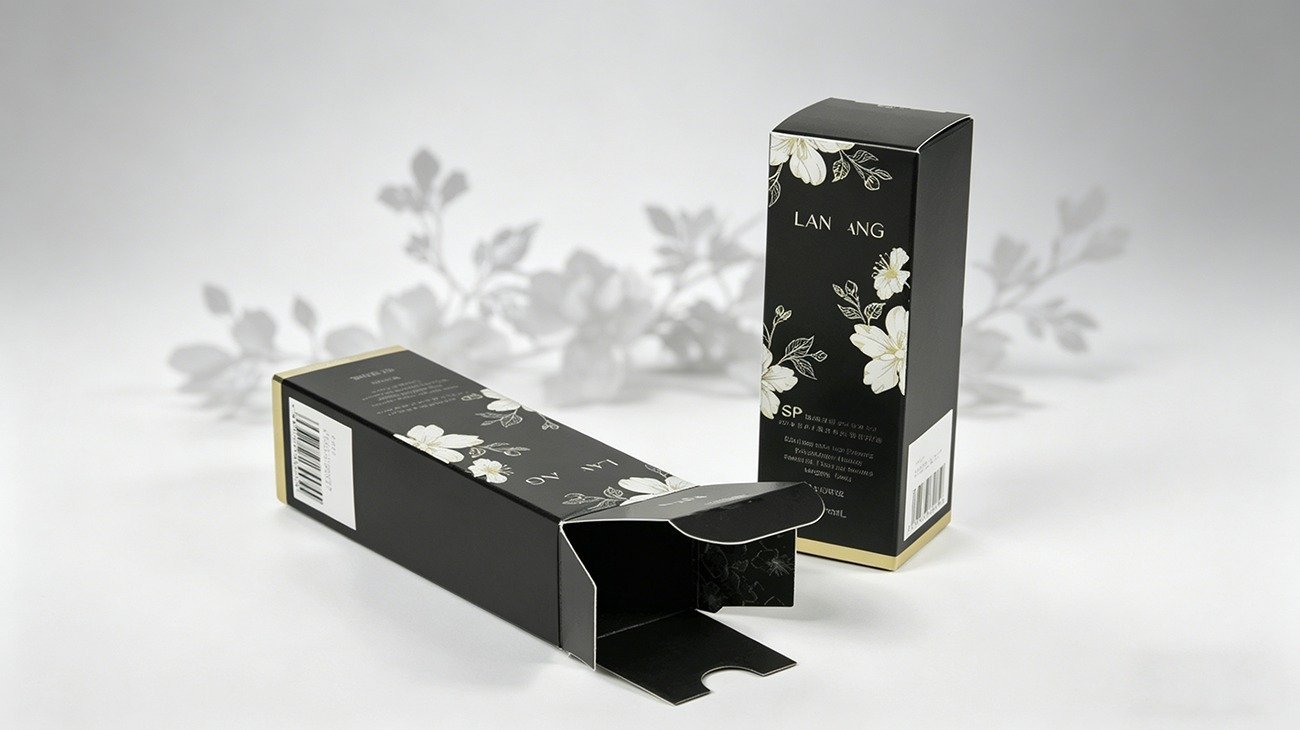 Luxury gold-stamped tuck end box for skincare packaging