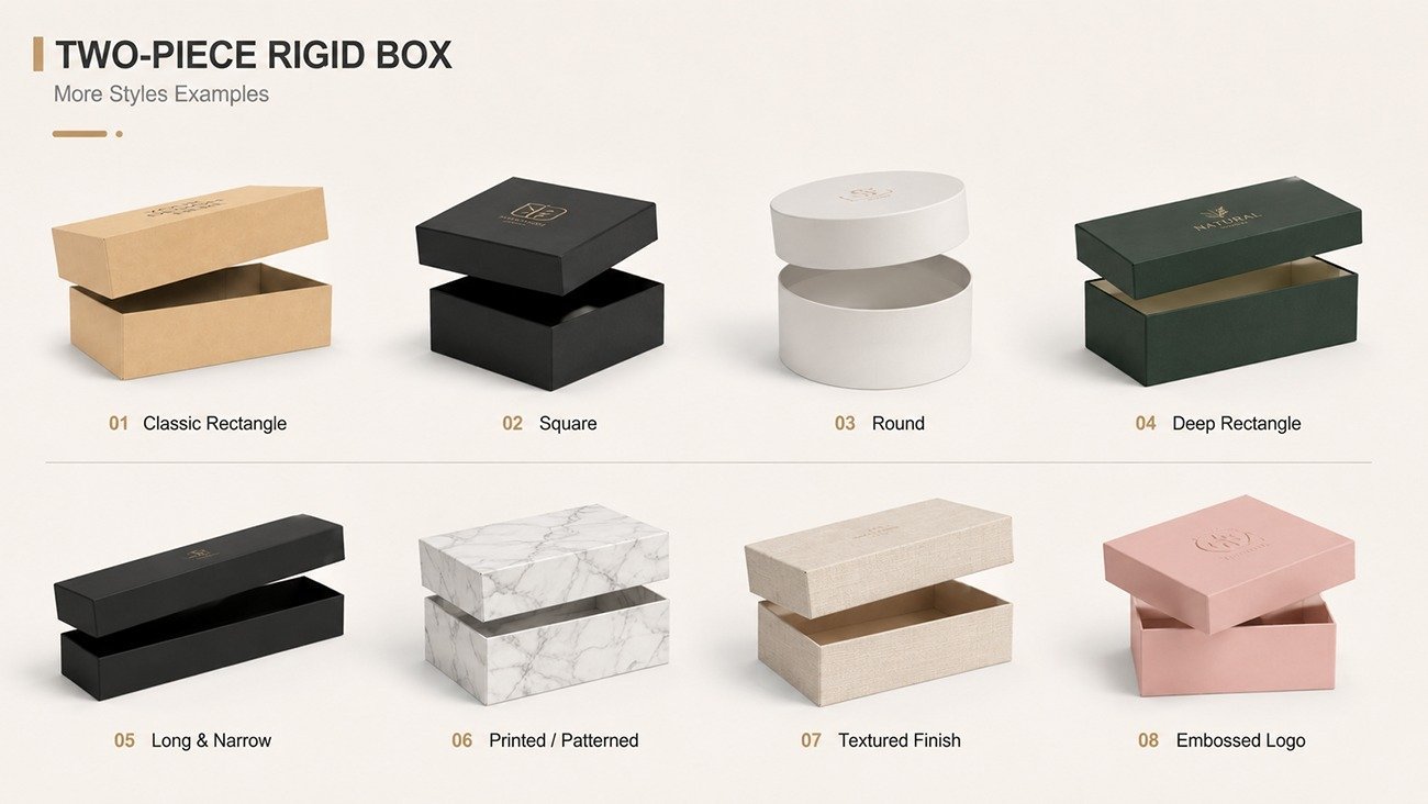 Examples of Two-Piece Box Packaging Structures (Other Styles)