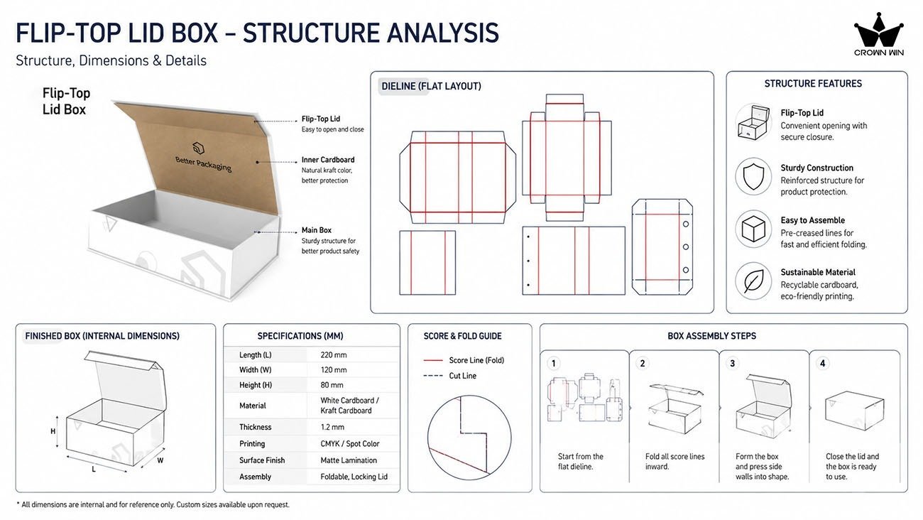 Custom white flip hard box open showing internal structure