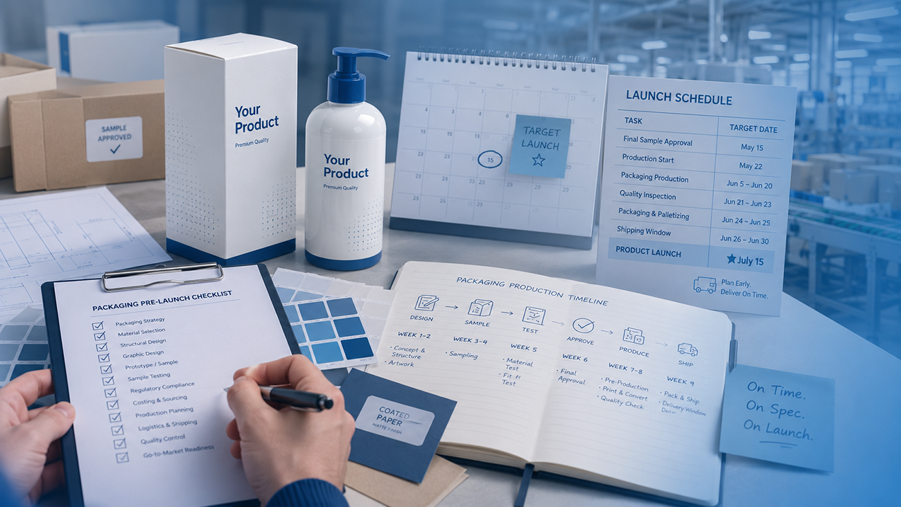 Custom paper packaging production planning for new product launches by Crown Win Box Manufacturer