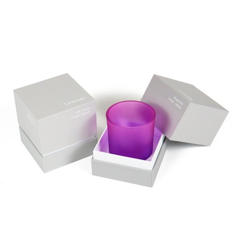 Custom Grey Rigid Aromatherapy Candle Box, Two-Piece Lid & Base Candle Gift Box with Custom Insert for Candle Jars