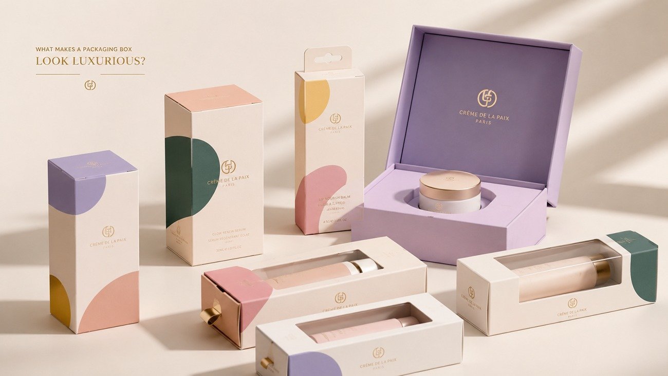 Luxury rigid skincare packaging box collection with foil stamping, premium custom boxes by Crown Win Packaging