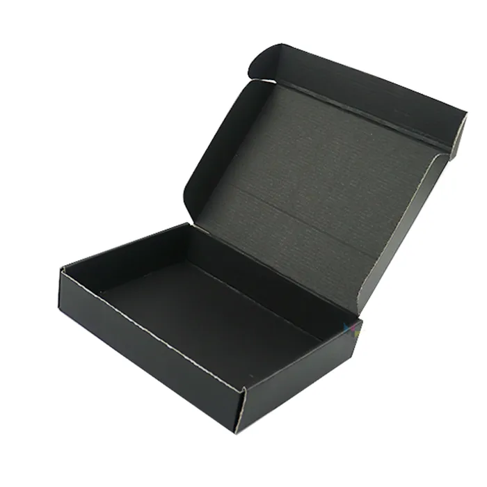 Black Custom Logo Shipping Box, Gold Foil Printed Corrugated Mailing Shipping Box
