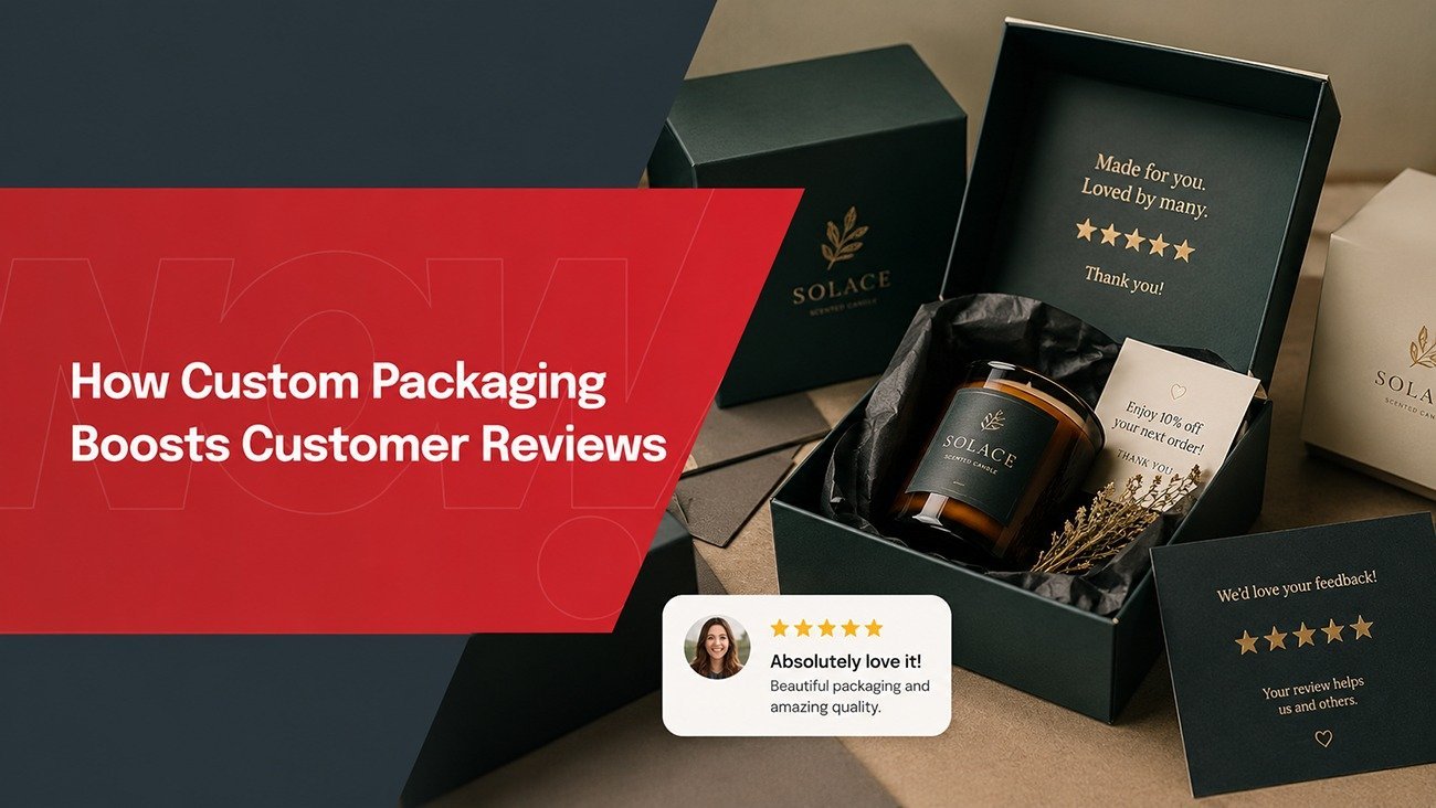 Branded custom printed packaging for candle products, beautiful unboxing that generates five‑star customer reviews