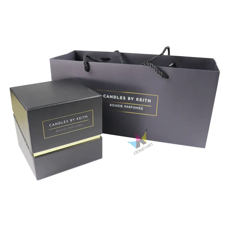 Custom Printed Paper Bag, Luxury Dark Grey Paper Shopping Bag, Custom Logo Paper Gift Bag For Candle & Home Fragrance Packaging