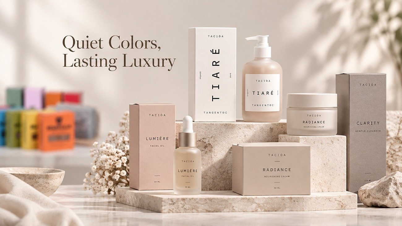 Custom neutral paper packaging with subtle color matching for EU export beauty brands and high-end product lines