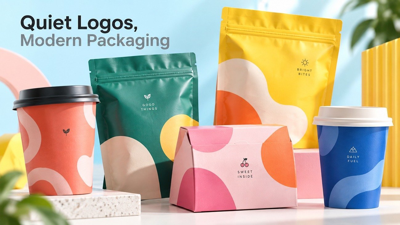 Quiet logos modern packaging, custom luxury paper packaging with understated small brand logos for cross-border export